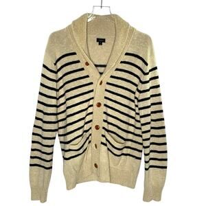 J.Crew M Men Cotton Cotton Striped Shawl Collar Cardigan Beige